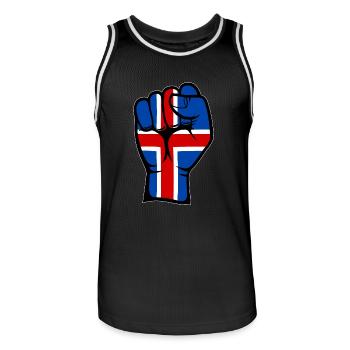 Island Flagge Faust Hand Symbol - Männer Basketball-Trikot - Schwarz/Weiß - Vorne - AI Model Male 185 dark (185cm)