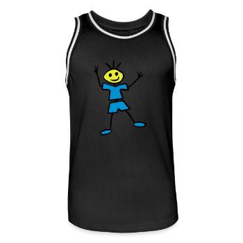 Stick figure - Men's Basketball Jersey - black/white - Front - AI Model Male 185 dark (185cm)