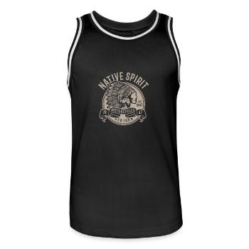 Native Spirit Indian Redskin 1847 Tribe America - Men's Basketball Jersey - black/white - Front - AI Model Male 185 dark (185cm)