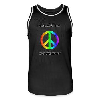 Demo Frieden für alle Hass für keinen 3 Anti AFD - Männer Basketball-Trikot - Schwarz/Weiß - Vorne - AI Model Male 185 dark (185cm)