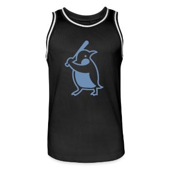 Pinguin Baseballspieler Silhouette - Männer Basketball-Trikot - Schwarz/Weiß - Vorne - AI Model Male 185 dark (185cm)