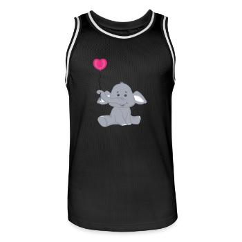 Baby Elefant mit Herz Luftbalon - Männer Basketball-Trikot - Schwarz/Weiß - Vorne - AI Model Male 185 dark (185cm)