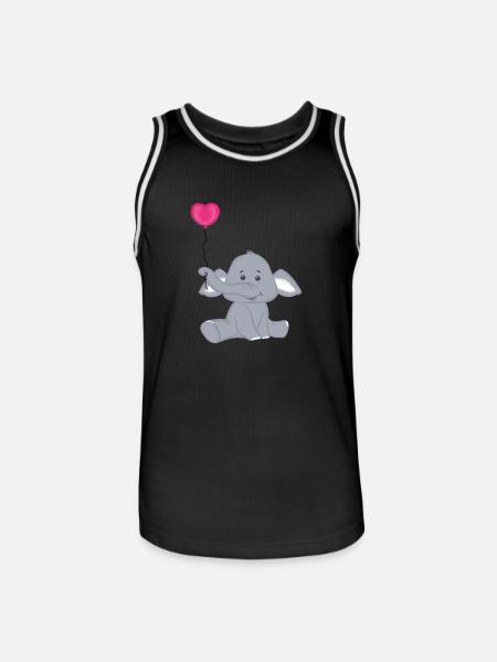 Bébé éléphant avec montgolfière coeur - Maillot de basket Homme - noir/blanc