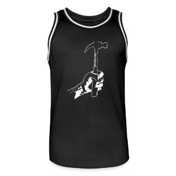 Zimmerer Hammer Silhouette Minimalist - Men's Basketball Jersey - black/white - Front - AI Model Male 185 dark (185cm)