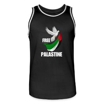 Free Palestine Design – Déclaration pour la paix - Maillot de basket Homme - noir/blanc - Devant - AI Model Male 185 dark (185cm)