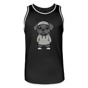 Chien Mastiff Drôle - Maillot de basket Homme - noir/blanc - Devant - AI Model Male 185 dark (185cm)