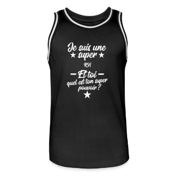Je suis une super RH cadeau - Maillot de basket Homme - noir/blanc - Devant - AI Model Male 185 dark (185cm)