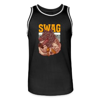 Rapper mit Wolfskopf und Tattoos - Männer Basketball-Trikot - Schwarz/Weiß - Vorne - AI Model Male 185 dark (185cm)