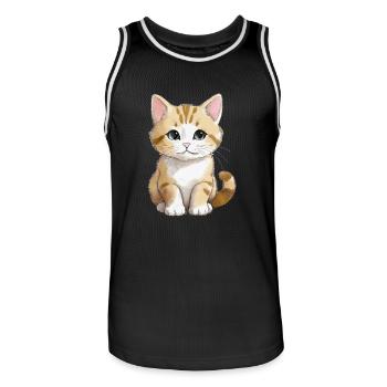 Sitting Cat - Männer Basketball-Trikot - Schwarz/Weiß - Vorne - AI Model Male 185 dark (185cm)