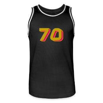 70. 70 YEARS. 70TH ANNIVERSARY. 70TH ANNIVERSARY. - Men's Basketball Jersey - black/white - Front - AI Model Male 185 dark (185cm)
