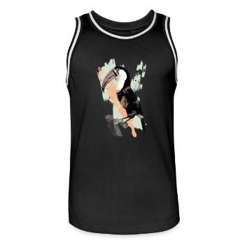 Toucan Water Color - Men's Basketball Jersey - black/white - Front - AI Model Male 185 dark (185cm)