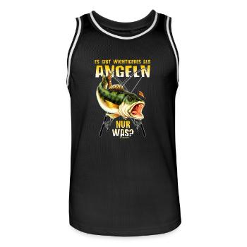Es gibt wichtigeres als Angeln nur was - Best of - Männer Basketball-Trikot - Schwarz/Weiß - Vorne - AI Model Male 185 dark (185cm)