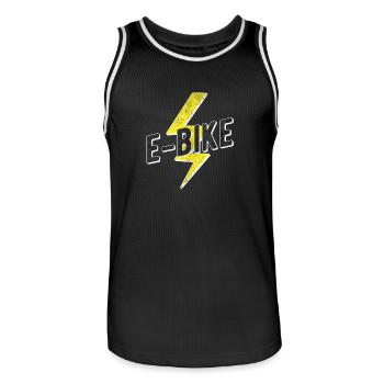 E Bike E-Bike - Men's Basketball Jersey - black/white - Front - AI Model Male 185 dark (185cm)