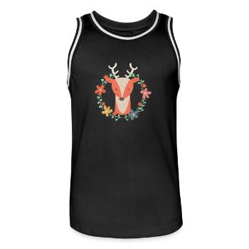 Sugar sweet deer with flower tendril - Men's Basketball Jersey - black/white - Front - AI Model Male 185 dark (185cm)