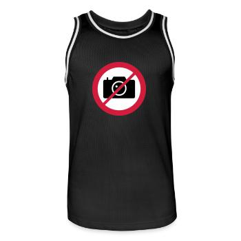 panneau de signalisation appareil photo - Maillot de basket Homme - noir/blanc - Devant - AI Model Male 185 dark (185cm)