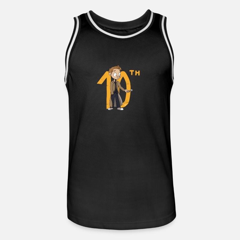 Der 10. Doktor, Chibi-Version - Männer Basketball-Trikot - Schwarz/Weiß