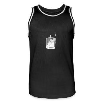 Kleines Gin Tonic Glas mit Rosmarin - transparent - Männer Basketball-Trikot - Schwarz/Weiß - Vorne - AI Model Male 185 dark (185cm)