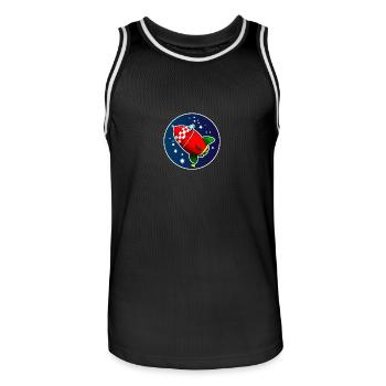 Rocket02 - Männer Basketball-Trikot - Schwarz/Weiß - Vorne - AI Model Male 185 dark (185cm)