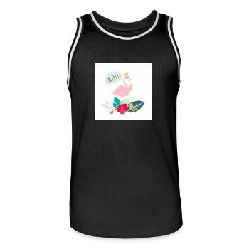 Flamigo summer Aloha princess - Men's Basketball Jersey - black/white - Front - AI Model Male 185 dark (185cm)