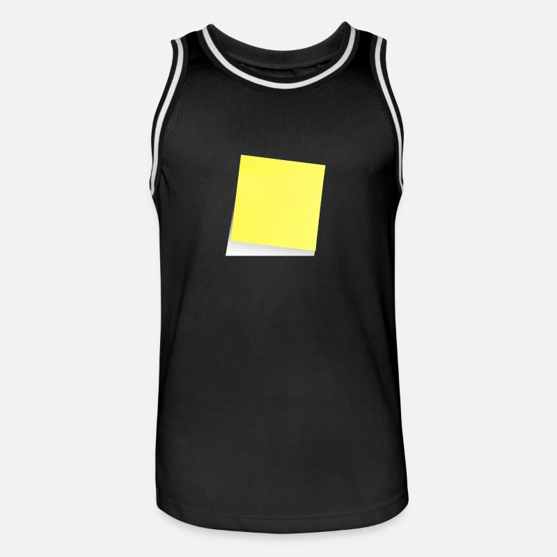note jaune , adhésif , sticky note - Maillot de basket Homme - noir/blanc