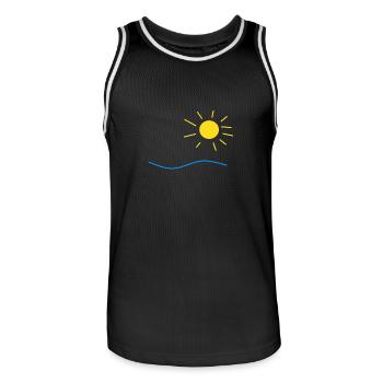 Sonne und Meer - Männer Basketball-Trikot - Schwarz/Weiß - Vorne - AI Model Male 185 dark (185cm)