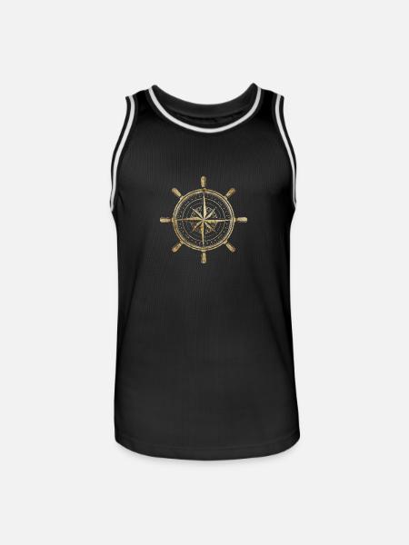 Kompass in Gold - Männer Basketball-Trikot - Schwarz/Weiß