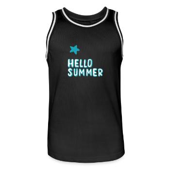 Hello Summer - Men's Basketball Jersey - black/white - Front - AI Model Male 185 dark (185cm)