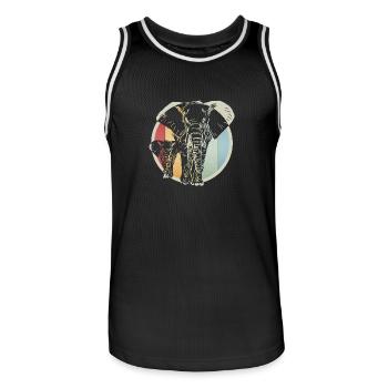 Éléphant rétro coloré - Maillot de basket Homme - noir/blanc - Devant - AI Model Male 185 dark (185cm)