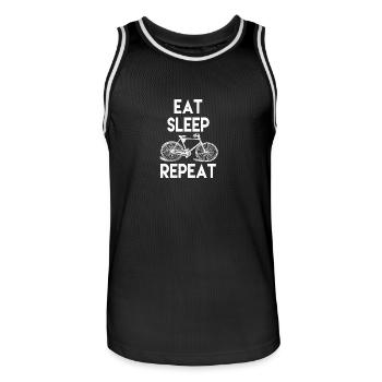 Eat sleep Repeat Fahrrad Sprueche Bike Spruch - Männer Basketball-Trikot - Schwarz/Weiß - Vorne - AI Model Male 185 dark (185cm)