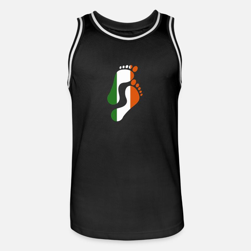 Irlande Empreinte drapeau - Maillot de basket Homme - noir/blanc