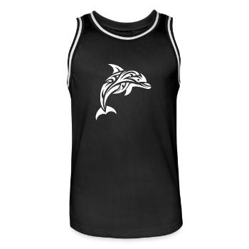 Saut Mignon Tatouage Dauphin - Maillot de basket Homme - noir/blanc - Devant - AI Model Male 185 dark (185cm)