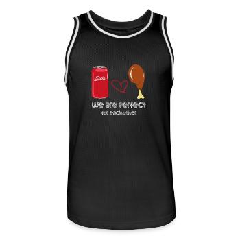Amour parfait entre nourriture et boisson - Maillot de basket Homme - noir/blanc - Devant - AI Model Male 185 dark (185cm)