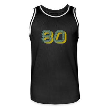 80. 80 YEARS. 80th ANNIVERSARY. 80 YEARS ANNIVERSARY. - Men's Basketball Jersey - black/white - Front - AI Model Male 185 dark (185cm)