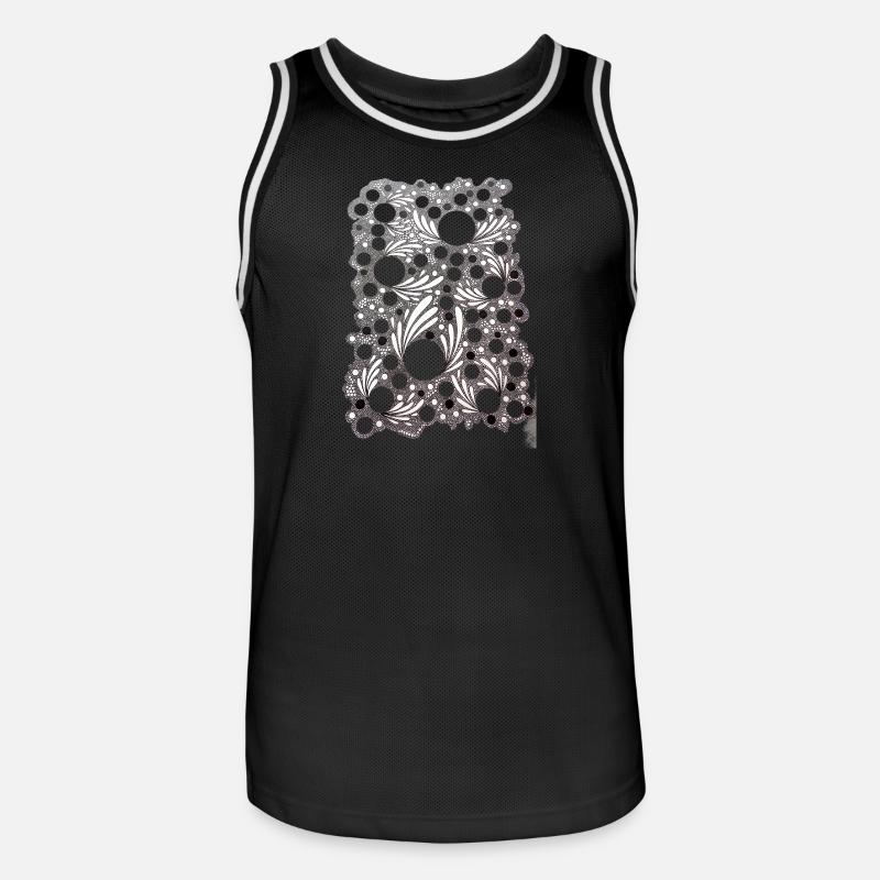 Leaf Blowing Lace Pattern - Men's Basketball Jersey - black/white