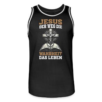 Jesus The Way The Truth The Christian Life - Men's Basketball Jersey - black/white - Front - AI Model Male 185 dark (185cm)