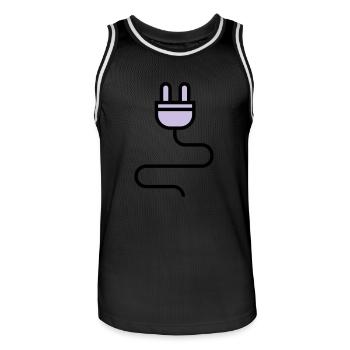 Stromkabel, Stecker - Männer Basketball-Trikot - Schwarz/Weiß - Vorne - AI Model Male 185 dark (185cm)