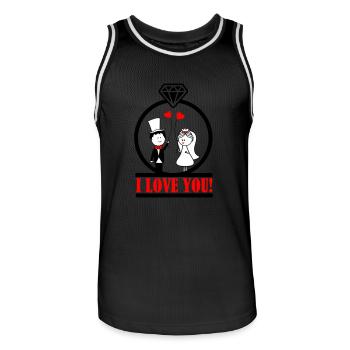 i love you 2 - Men's Basketball Jersey - black/white - Front - AI Model Male 185 dark (185cm)