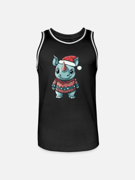 Rhino Christmas Comic - Men's Basketball Jersey - black/white