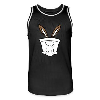 Hase Hasenohren Loch versteckt Tasche lustig süß - Männer Basketball-Trikot - Schwarz/Weiß - Vorne - AI Model Male 185 dark (185cm)