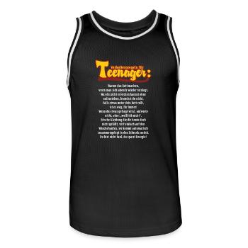 Verhaltensregeln für Teenager RAHMENLOS® - Männer Basketball-Trikot - Schwarz/Weiß - Vorne - AI Model Male 185 dark (185cm)