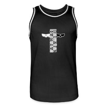 Totem Pole dalmatien - Maillot de basket Homme - noir/blanc - Devant - AI Model Male 185 dark (185cm)
