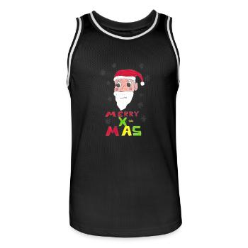 Santa Merry X-MAS - Men's Basketball Jersey - black/white - Front - AI Model Male 185 dark (185cm)