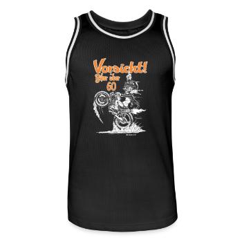 Tees Paradise Biker ueber 60 Biker Geschenk Shirt - Männer Basketball-Trikot - Schwarz/Weiß - Vorne - AI Model Male 185 dark (185cm)