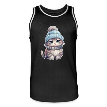 Winter Cat - Men's Basketball Jersey - black/white - Front - AI Model Male 185 dark (185cm)