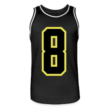 8 Number Leotard - Men's Basketball Jersey - black/white - Front - AI Model Male 185 dark (185cm)