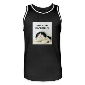 I HAVE NO IDEA WHAT I AM DOING KATZEN MEMES - Männer Basketball-Trikot - Schwarz/Weiß - Vorne - AI Model Male 185 dark (185cm)