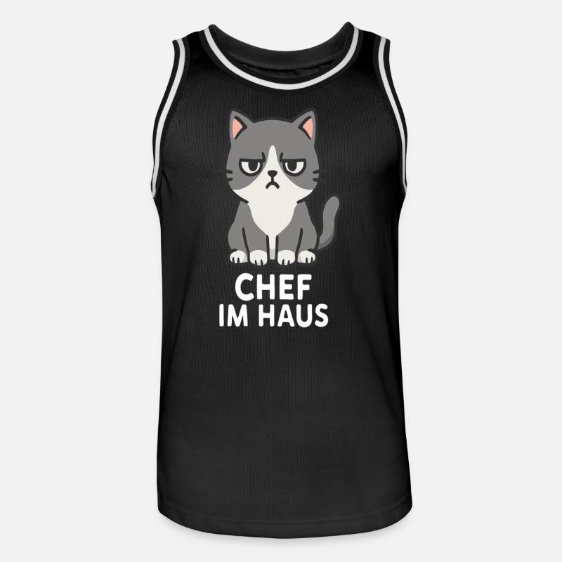 Cat with grumpy expression - Men's Basketball Jersey - black/white