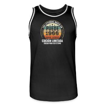 Cadeau Anniversaire Mai 1966, Né en mai 1966 - Maillot de basket Homme - noir/blanc - Devant - AI Model Male 185 dark (185cm)