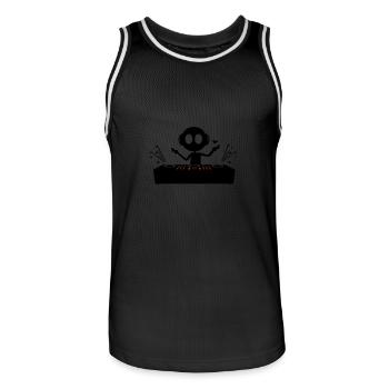DJ Party Turntables - Men's Basketball Jersey - black/white - Front - AI Model Male 185 dark (185cm)