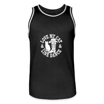Ich liebe meine Katze und Line Dance - Männer Basketball-Trikot - Schwarz/Weiß - Vorne - AI Model Male 185 dark (185cm)